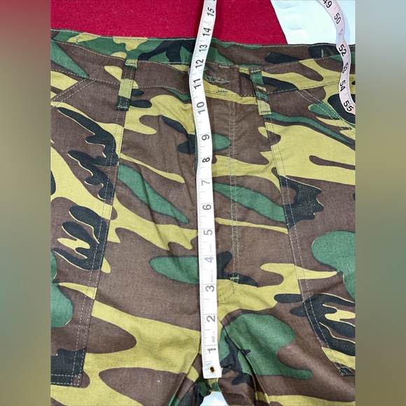 Green Tan Black CAMO Pants ARMY Camouflage Adjustable Waist USA Cotton Mens MED - Picture 6 of 15